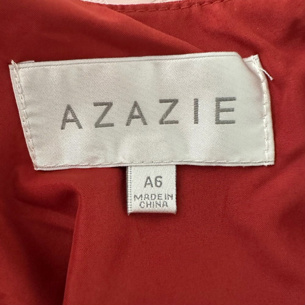 Azazie Nahrin Rust A-Line‎ V-Neck Pleated Chiffon Dress Bridesmaid Sz 6 NWT - Picture 14 of 16